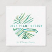 MODERN PALM LEAF LOGO Grün des botanischen Lebens Quadratische Visitenkarte (Vorderseite)