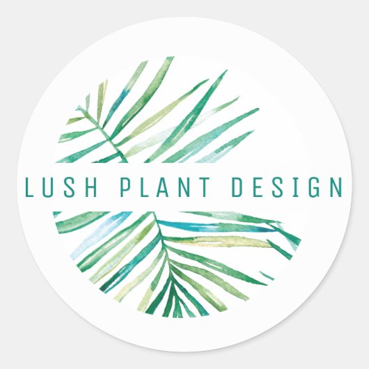 MODERN PALM LEAF LOGO Grün des botanischen Lebens Runder Aufkleber (Vorderseite)