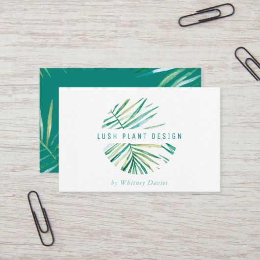 MODERN PALM LEAF LOGO Grün des botanischen Lebens Visitenkarte (Vorderseite/Rückseite Beispiel)