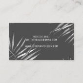 MODERN PALM LEAF üppig schwarz-grau Visitenkarte (Rückseite)