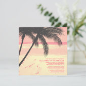 Modern Palm Tree Beach Bridal Einladungen (Stehend Vorderseite)