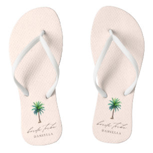 Modern Palm Tree Bride Tribe Blush Bachelorette Badesandalen