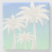 Modern Palm Tree Coastal Blue Green Sky Ombre Steinuntersetzer (Vorderseite)