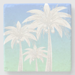 Modern Palm Tree Coastal Blue Green Sky Ombre Steinuntersetzer