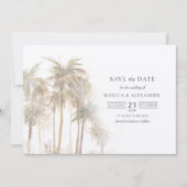 Modern Palmbaume Typografie Save the Date (Vorderseite)