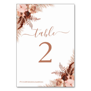 Modern Pampas Grass Bohemisch Terracotta Wedding Tischnummer