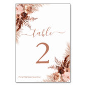 Modern Pampas Grass Bohemisch Terracotta Wedding Tischnummer (Rückseite)