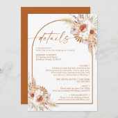 Modern Pampas Grass Boho Terracotta - Details Einladung (Vorne/Hinten)