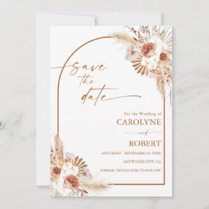 Modern Pampas Grass Boho Terracotta Wedding Save The Date