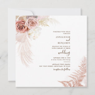 Modern Pampas Grass Driving Palms Terracotta Weddi Einladung