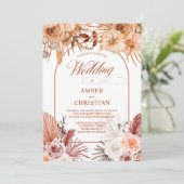Modern Pampas Grass Flora Terracotta Wedding Inval Einladung (Stehend Vorderseite)