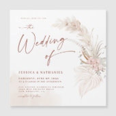 Modern Pampas Grass Floral Boho Magneteinladung (Vorderseite)