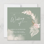 Modern Pampas Grass Sage Green Boho Floral Magneteinladung (Vorderseite)