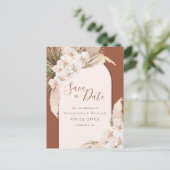Modern Pampas Grass Terracotta Save the Date Ankündigungspostkarte (Stehend Vorderseite)