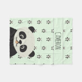 Modern Panda Bear Muster Babyname grün Fleecedecke (Vorderseite (Horizontal))