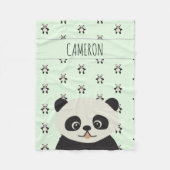 Modern Panda Bear Muster Babyname grün Fleecedecke (Vorderseite)
