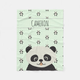 Modern Panda Bear Muster Babyname grün Fleecedecke