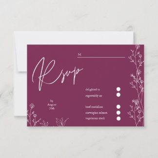 Modern Pansy Purple floral wedding RSVP Card Karte