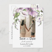 Modern Pansy Save the Date Postkarte (Vorne/Hinten)