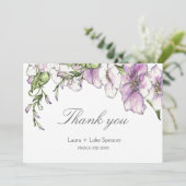 Modern Pansy Wedding Vielen Dank Dankeskarte (Stehend Vorderseite)