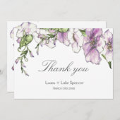 Modern Pansy Wedding Vielen Dank Dankeskarte (Vorne/Hinten)