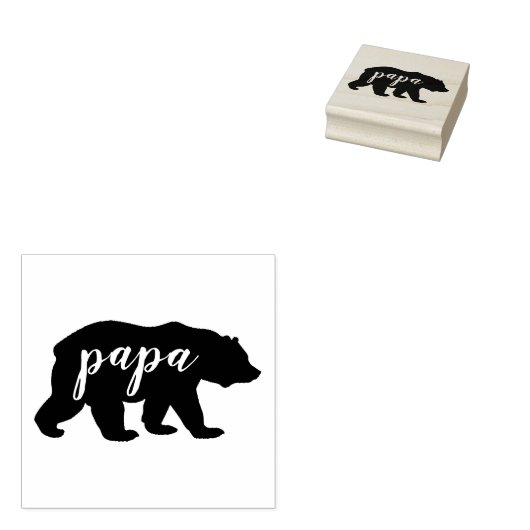 Modern Papa Bear Script Silhouette Gummistempel (Stempel)