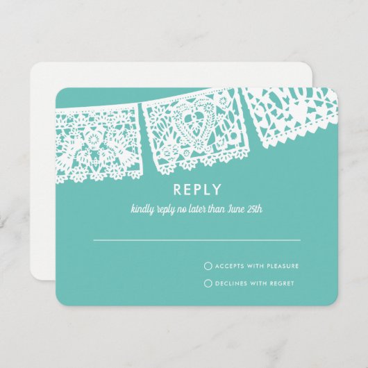 Modern Papa Picado - Farbe | HochzeitsrSVP RSVP Karte (Vorne/Hinten)