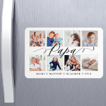 Modern Papa Script | Entenkinder - FotoCollage Magnet<br><div class="desc">Schicke deinem Großvater (Papa) ein personalisiertes Geschenk, das er für immer schätzen wird. Spezieller personalisierter Enkelkinder Foto Collage Magnet zur Anzeige Ihrer eigenen speziellen Fotos und Erinnerungen. Unser Design zeichnet sich durch ein einfaches 8-Foto-Collage Grid-Design mit "Papa" aus, das in einem schönen, handgeschriebenen schwarzen Skriptstil entworfen wurde. Jedes Foto ist...</div>