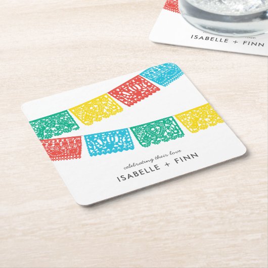 Modern Papel Picado | Hochzeitsstift Brautparty Rechteckiger Pappuntersetzer (angewinkelt)