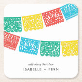 Modern Papel Picado | Hochzeitsstift Brautparty Rechteckiger Pappuntersetzer (Vorderseite)