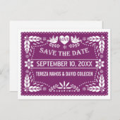 Modern Papel picado lila Hochzeit Sichern Sie das  Ankündigungspostkarte (Vorne/Hinten)