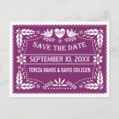 Modern Papel picado lila Hochzeit Sichern Sie das  Ankündigungspostkarte (Vorderseite)