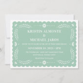 Modern Papel Picado Mexikanischer Hochzeitsempfang Einladung (Vorderseite)