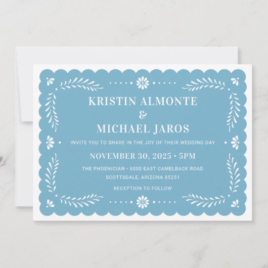 Modern Papel Picado Mexikanischer Hochzeitsempfang Einladung (Vorderseite)