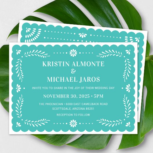 Modern Papel Picado Mexikanischer Hochzeitsempfang Einladung