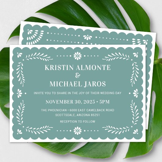 Modern Papel Picado Mexikanischer Hochzeitsempfang Einladung