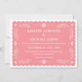 Modern Papel Picado Mexikanischer Hochzeitsempfang Einladung (Vorderseite)