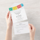 Modern Papel Picado Wedding Banner All In One Einladung (Abreißen)