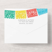 Modern Papel Picado Wedding Banner All In One Einladung (Rückseite)