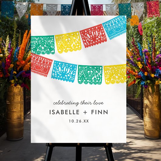 Modern Papel Picado Wedding Sign Poster
