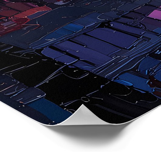 Modern Paris City Skyline - Romantisches Pariser P Poster (Ecke)