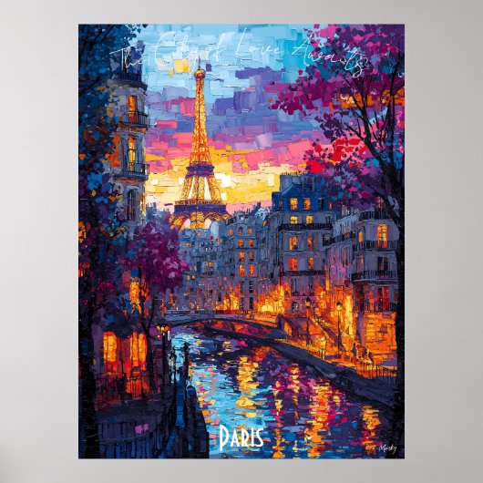 Modern Paris City Skyline - Romantisches Pariser P Poster (Vorne)