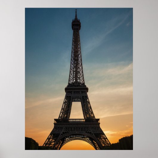 Modern Pariser Sunset Eiffel Tower Paris Französis Poster (Vorne)