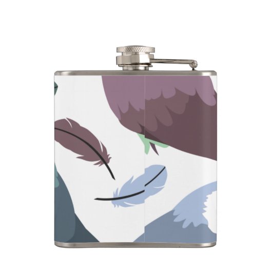 Modern Parrots Tropical Pattern Flachmann (Rückseite)