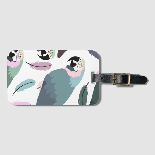 Modern Parrots Tropical Pattern  Gepäckanhänger (Vorderseite (Horizontal))