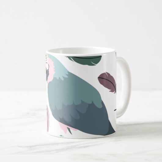 Modern Parrots Tropical Pattern  Kaffeetasse (VorderseiteRechts)