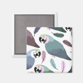 Modern Parrots Tropical Pattern  Magnet (Vorderseite/Rückseite)