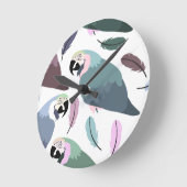 Modern Parrots Tropical Pattern  Runde Wanduhr (Winkel)