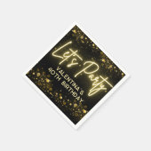 Modern Party Schwarz und goldenes Neonglühen Serviette (Ecke)