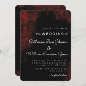 Modern Passionate Red 'n Black Wedding Einladung (Vorne/Hinten)